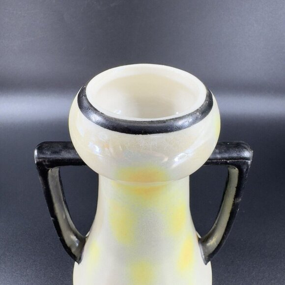 Vintage Czechoslovakia Pottery Vase With Handles Yellow Luster Finish Czech VTG - Picture 8 of 12